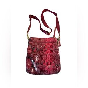 Coach Raspberry Reptile Scale Adjustable Crossbody Bag